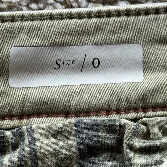 Anthropologie Chino Pants Women Size 0 Green Military Style Wide Leg Cotton Prep - Picture 8 of 11